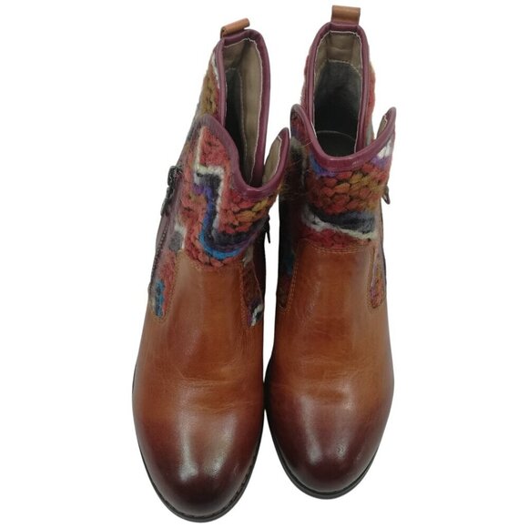 Elite by Corkys Kayla Brown Leather Southwest Sarape Ankle Chelsea Boots Size 7 - Picture 8 of 12